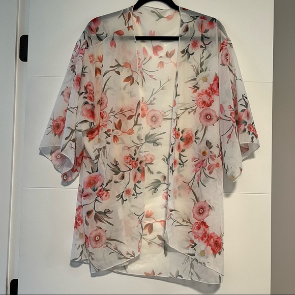 Floral Open Robe Coverup Top - Picture 7 of 13